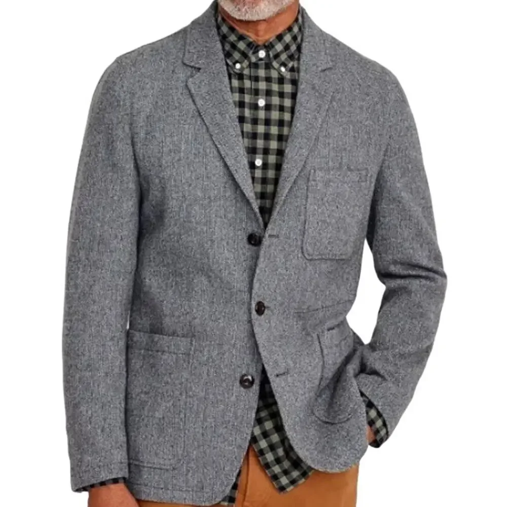 J.CREW Wallace & Barnes Blazer English Melton Wool Pockets Gunmetal Grey 38R NWT